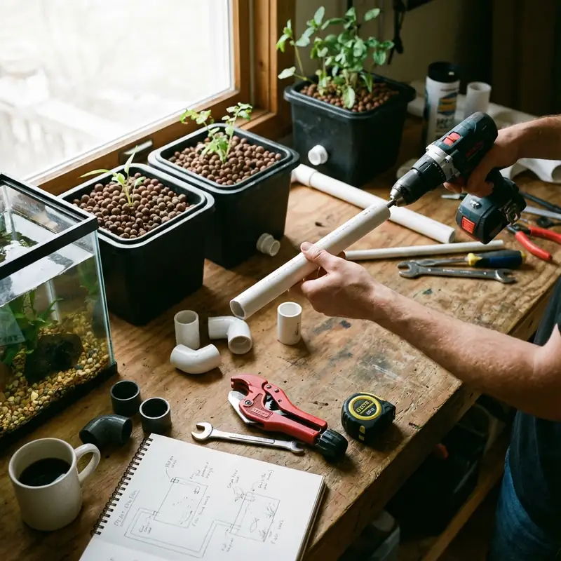 A home-built aquaponics system